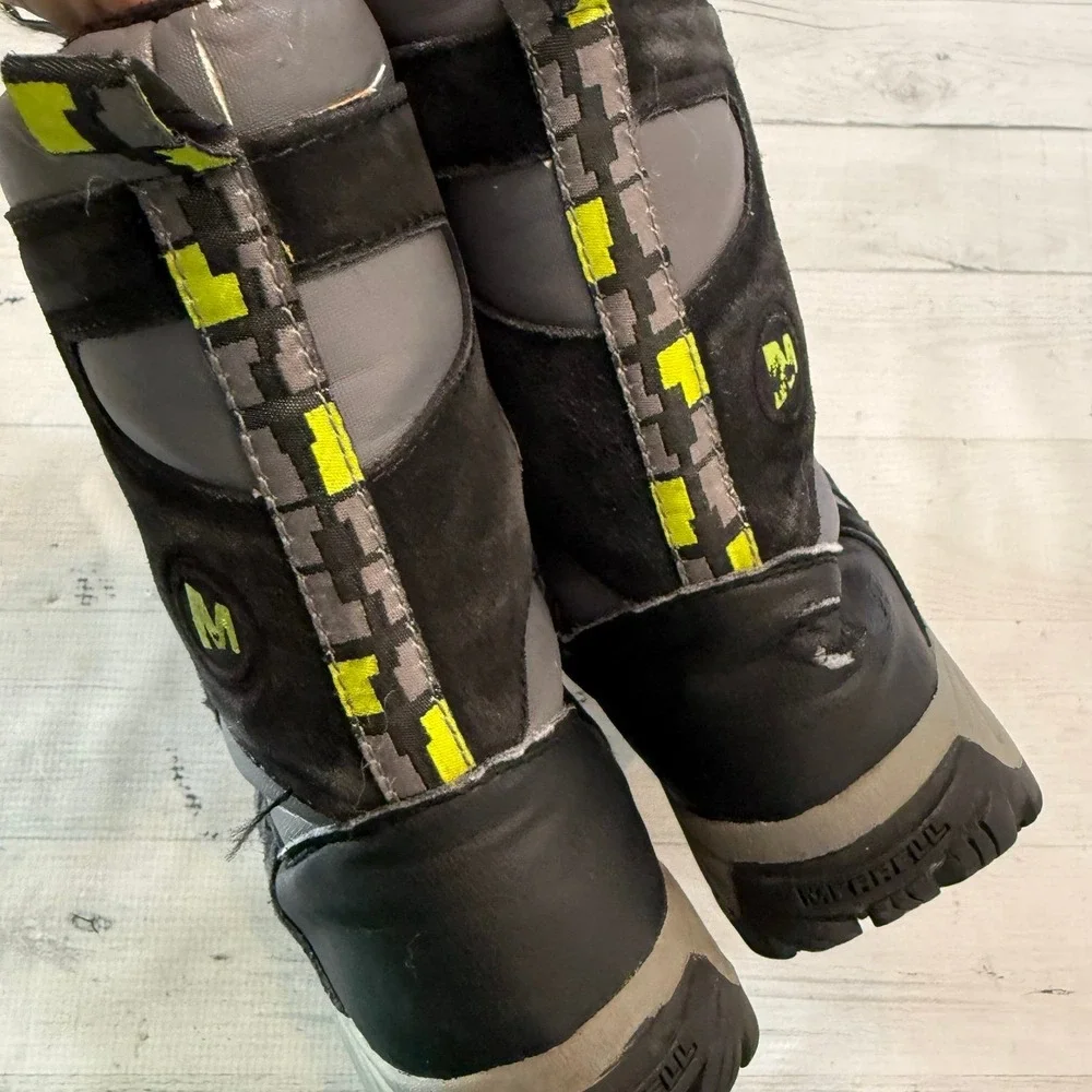 Merrell kids‎ black and grey winter snow boots hiking boots big kids size 4